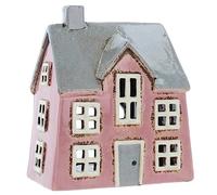 Shudehill Giftware Ceramic Village Pottery Pink Dormer House Tealight Holder, beautiful house-warming gift, Home Ornament, Candle Holder