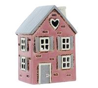 Shudehill Giftware Ceramic Village Pottery Pink Shutter House Tealight Holder, beautiful house-warming gift, Home Ornament, Candle Holder