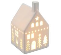 Shudehill Giftware China White Christmas LED Light Up Warm White Cosy House with Xmas Trees and Stars Home Decoration - Small or Large Sizes (Small Star)