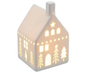 Shudehill Giftware China White Christmas LED Light Up Warm White Cosy House with Xmas Trees and Stars Home Decoration - Small or Large Sizes (Small Star)