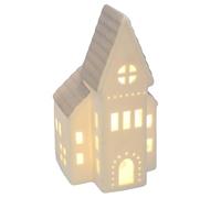 Shudehill Giftware China White LED Light Up Cute Heart House Decorations - Sage, Pink, Grey Designs (Church Grey)