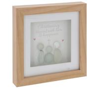 Shudehill Giftware Christening Blessing Square Plaque, Wooden Frame with Pebble Glass Art, Religious Gift with Cross Design