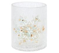 Shudehill Giftware Christmas Crackle Glass Tealight Holders, Festive Holly and Snowflake Design, Candle Holders for Holiday Home Decor (Snowflake Height 12.3x Width 10x Depth 10cm)
