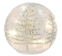 Shudehill Giftware Christmas Crackle Glaze Snowflake, Tree or Robin Globe LED Cordless Battery Operated Lamp - Home Xmas Decoration Small or Large (Large, Tree)