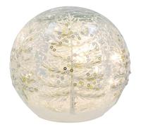 Shudehill Giftware Christmas Crackle Glaze Snowflake, Tree or Robin Globe LED Cordless Battery Operated Lamp - Home Xmas Decoration Small or Large (Small, Tree)