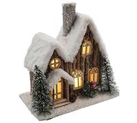 Shudehill Giftware Christmas Forest LED Light Up Log Cabin House With Snow Roof - Porch, Chalet, Church and More Designs Xmas Home Decoration (Double)
