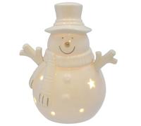 Shudehill Giftware Christmas Frosty Winter White LED Light Up Snowman Ornament Home Decortion - Tall, Jolly or Top Hat Designs (Jolly)