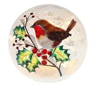 Shudehill Giftware Christmas Robin Crackle Glaze LED Cordless Battery Operated Lamp