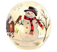 Shudehill Giftware Christmas Snowman Crackle Glaze LED Cordless Battery Operated Lamp