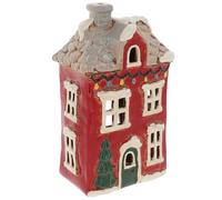 Shudehill Giftware Christmas Village Ceramic Tealight Houses, Red and White Xmas designs, plenty of designs to choose from (Dormer House)