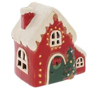 Shudehill Giftware Christmas Village Ceramic Tealight Houses, Red and White Xmas designs, plenty of designs to choose from (Fairy Light House style)