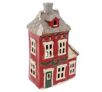 Shudehill Giftware Christmas Village Ceramic Tealight Houses, Red and White Xmas designs, plenty of designs to choose from (Wreath House)