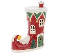 Shudehill Giftware Christmas Village Ceramic Tealight Houses, Red and White Xmas designs, plenty of designs to choose from (Elf Boot)