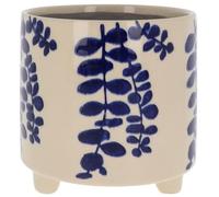 Shudehill Giftware Cobalt Leaf Floral Garden Design Planter Pot - Blue With Neutral Background (Creeper)