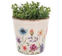 Shudehill Giftware Cottage Garden Ceramic Planter Rustic Floral Design Plant Small & Large Sizes Indoor Outdoor Decorative Flower Pot (Large: Height 17 cm x Width 17 cm x Depth 16 cm)