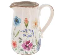 Shudehill Giftware Cottage Garden Ceramic Vase Rustic Floral Decorative Flower Holder Plum Small, Frilly Top, Jug, Bottle Large (Jug Vase: Height 18 cm x Width 12 cm x Depth 18 cm)