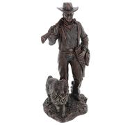 Shudehill Giftware Cowboy and Dog Bronze Resin Statue Western Figurine Rustic Cowboy Ornament Home Decor Cowboy & Dog Collection