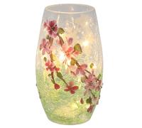Shudehill Giftware Crackle Blossom LED Light Vase Pink Floral