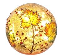 Shudehill Giftware Crackle Glass LED Ball, Autumn Leaves Design, Small Light Up Decoration