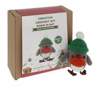 Shudehill Giftware Creative Crochet Kit for Adults - DIY Christmas Robin in a Hat Craft Set, Perfect for Beginners, Includes All Materials & Instructions for a Fun, Easy Crochet Project