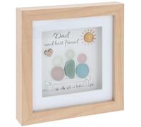 Shudehill Giftware Dad and Best Friend Pebble Art Frame, Decorative Glass Square Plaque with Natural Wood Frame, Sentimental Wall Decor Gift