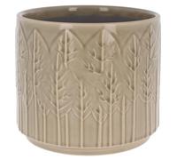 Shudehill Giftware Deco Glaze Planter Pot - Petal Leaf Floral Garden Design With Neutral Earth Tone Colours - Blue, Green, Beige, Grey, Brown (Tree)