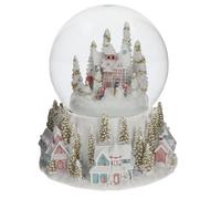 Shudehill Giftware Deluxe Christmas Snowglobe - Xmas Village, Train & Santa Sleigh Themed (Village Pastel)