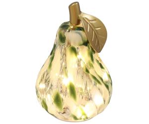 Shudehill Giftware Diamond Cut LED Glass Fruit Light Decorative Lamp Battery Operated Home Décor Pear Mottle Green H: 18 W:12 D:12 cm