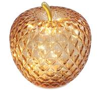 Shudehill Giftware Diamond Cut LED Glass Fruit Light Pear, Apple & Lemon Decorative Lamp Amber, Green, Lilac, Pink Battery Operated Home Décor (Apple Large Amber H:10 X W:13 X D:10 cm)