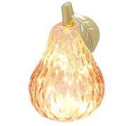 Shudehill Giftware Diamond Cut LED Glass Fruit Light Pear, Apple & Lemon Decorative Lamp Amber, Green, Lilac, Pink Battery Operated Home Décor (Pear Amber Height 17.5X Width 11x Depth 11cm)