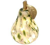 Shudehill Giftware Diamond Cut LED Glass Fruit Light Pear, Apple & Lemon Decorative Lamp Amber, Green, Lilac, Pink Battery Operated Home Décor (Pear Mottle Green H: 18 W:12 D:12 cm)