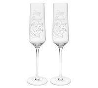 Shudehill Giftware East West Rush Celebration Wedding Anniversary Champagne Glass Flutes - Silver, Ruby, Gold or Diamond with Minimal Design (Diamond Anniversary)