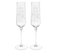 Shudehill Giftware East West Rush Celebration Wedding Anniversary Champagne Glass Flutes - Silver, Ruby, Gold or Diamond with Minimal Design (Gold Anniversary)