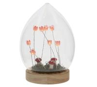 Shudehill Giftware Flower Dell Meadow LED Dome Decoraive Mood Light - Pink, Lilac or Yellow Tulips with Wooden Base (Pink)