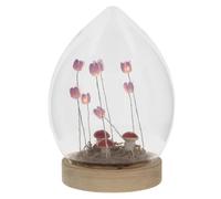Shudehill Giftware Flower Dell Meadow LED Dome Decoraive Mood Light - Pink, Lilac or Yellow Tulips with Wooden Base (Lilac)