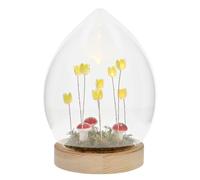 Shudehill Giftware Flower Dell Meadow LED Dome Decorative Mood Light with Wooden Base - Yellow Tulips