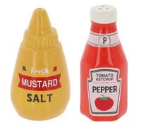 Shudehill Giftware Foodie Fun Novelty Ceramic Salt and Pepper Set, Ketchup and Mustard Design