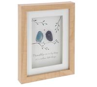 Shudehill Giftware Friendship Glass Portrait Plaque with Natural Wood Frame, Decorative Bird Design Wall Art Gift