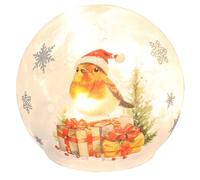 Shudehill Giftware Frosty Christmas LED Robin Ball, Large, Light Up Festive Decoration