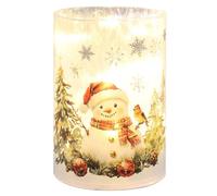 Shudehill Giftware Frosty Christmas LED Snowman Tube Large Light Up Glass Decoration with Winter Scene Design