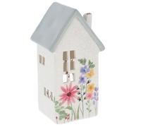 Shudehill Giftware Garden House Tealight Holder - Decorative Ceramic Candle Lantern in Grey Small - Perfect for Birthdays, Housewarmings, and Festive Occasions