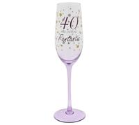Shudehill Giftware Gold Speckle Birthday Special Age Colourful Flute Glass - 18th, 21st, 30th, 40th, 50th, 60th, 70th Birthday Gift (40)