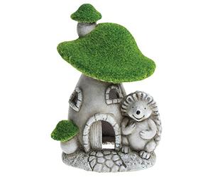 Shudehill Giftware Grassy Hedgehog Toadstool House Large, Grey