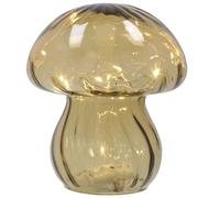 Shudehill Giftware Handblown Glass LED Mushroom Light Up Ornaments - Pink, Blue, Grey or Amber (Clear Amber)