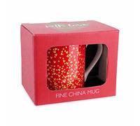 Shudehill Giftware Heart of Gold 'With love' Fine China Mug Red with Gold Hearts, Boxed