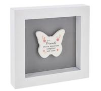 Shudehill Giftware Heartfelt Art Butterfly Plaque, Friend, White Frame
