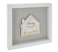 Shudehill Giftware Heartfelt Art Butterfly, Square, House, Angels or Heart Plaque in White Frame Large - Mum, Dad, Grandad, Friends, Family, Home (House Family)