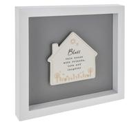 Shudehill Giftware Heartfelt Art Butterfly, Square, House, Angels or Heart Plaque in White Frame Large - Mum, Dad, Grandad, Friends, Family, Home (House Home)