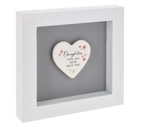 Shudehill Giftware Heartfelt Art Heart Plaque in White Frame - Mum, Nan, Daughter, Friends, Family, Baby Girl, Dog, Cat, Home, Love, Bee Happy (Daughter)
