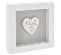 Shudehill Giftware Heartfelt Art Heart Plaque in White Frame - Mum, Nan, Daughter, Friends, Family, Baby Girl, Dog, Cat, Home, Love, Bee Happy (Family)